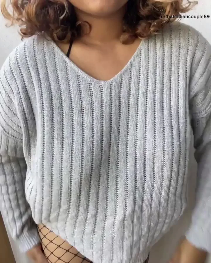 🔥 Curvy Naughty Wife Teasing in Fishnets & Sweater Slut Vibes 💦