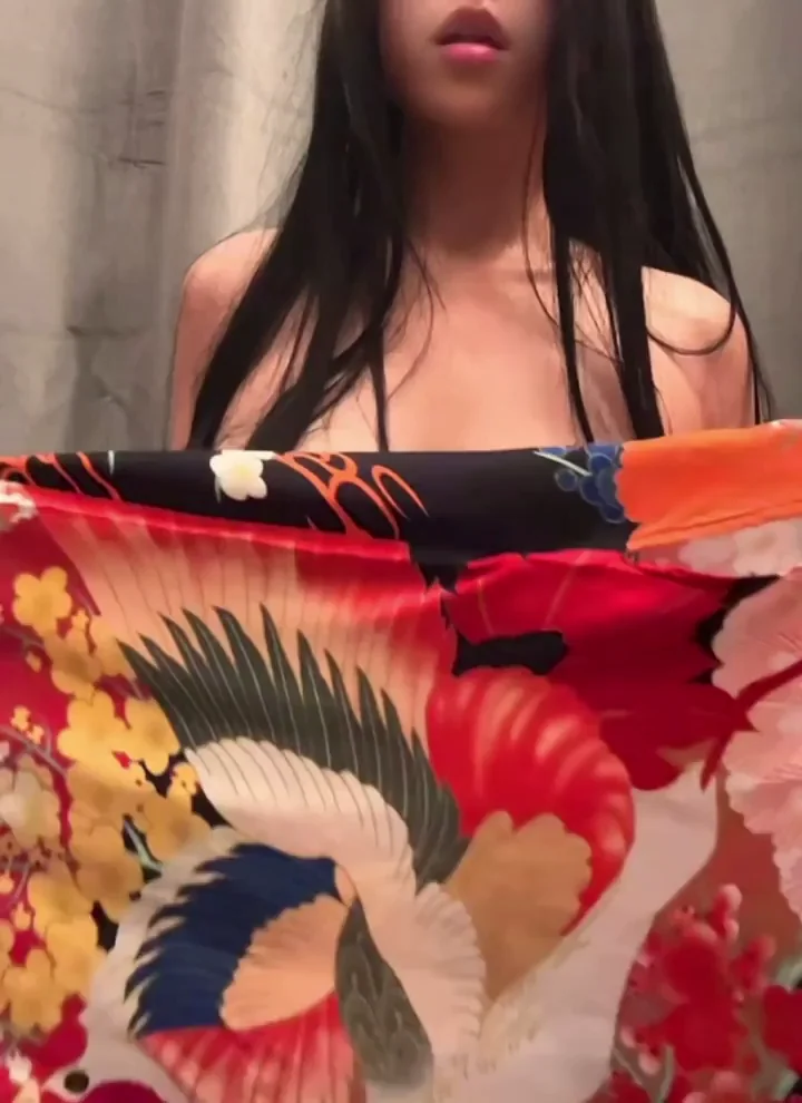 Busty Asian Babe's Kimono Tease Welcome Home