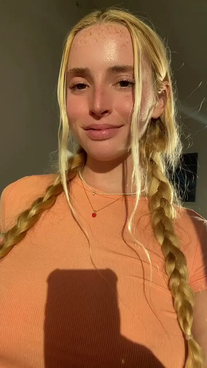 Blonde Babe's Massive Tits Tease and Pussy Reveal