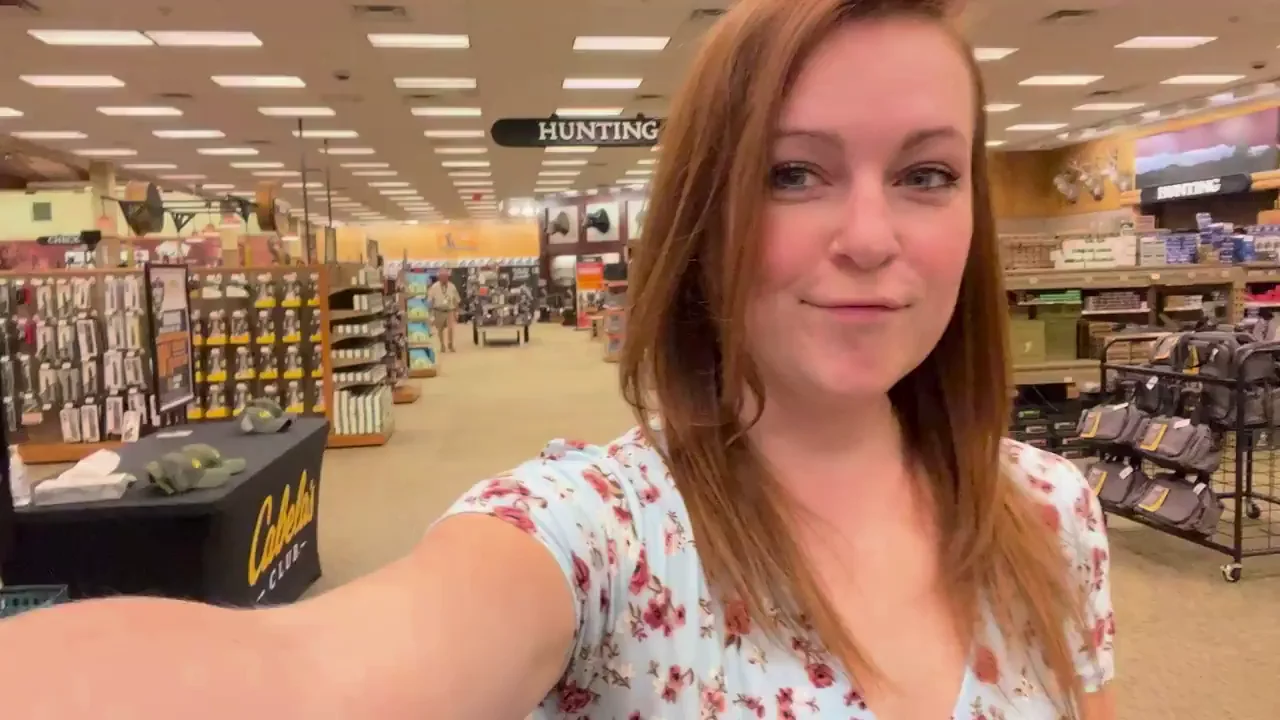 Flashing the girls while shopping.