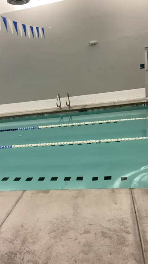 Risky Sissy Strips Naked in Gym Pool 😈💦