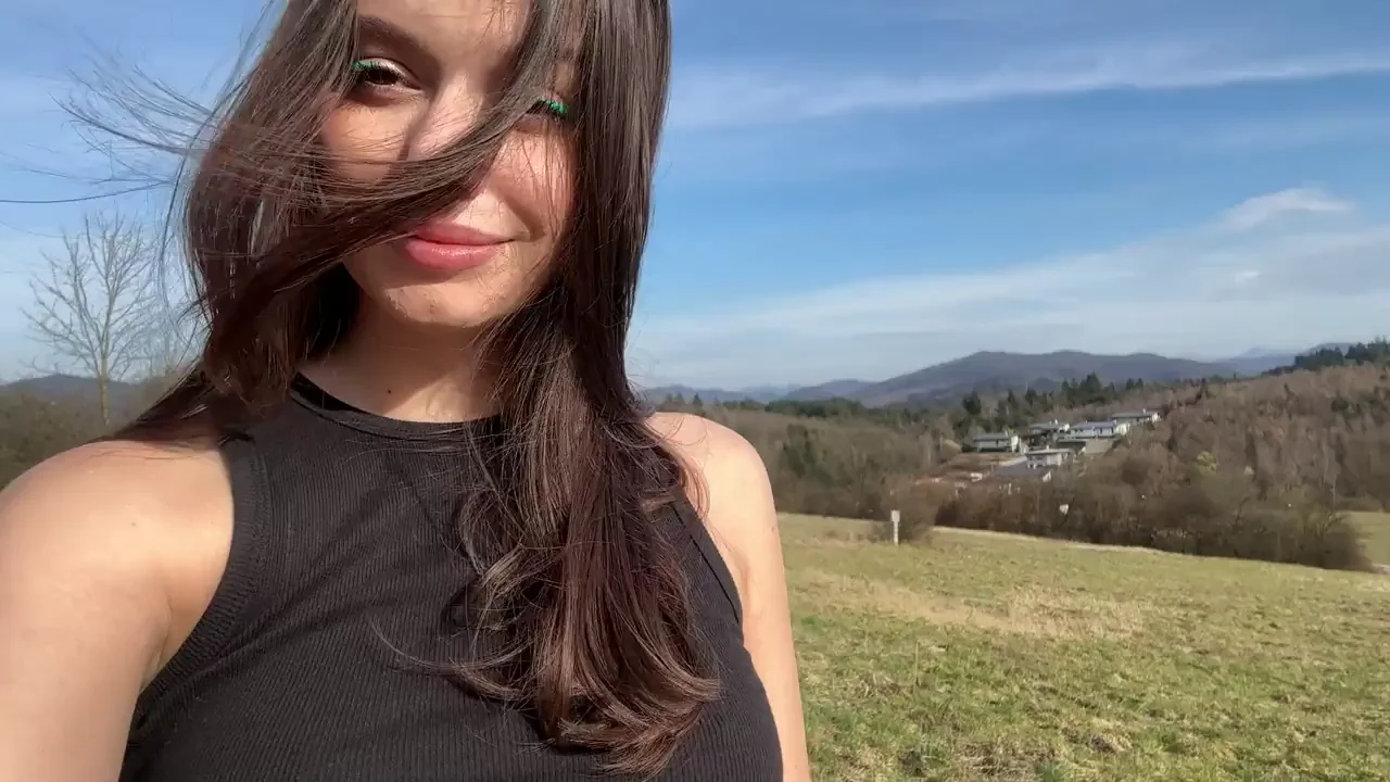 Morning Wood Tease: Flashing My Perky Tits Outdoors