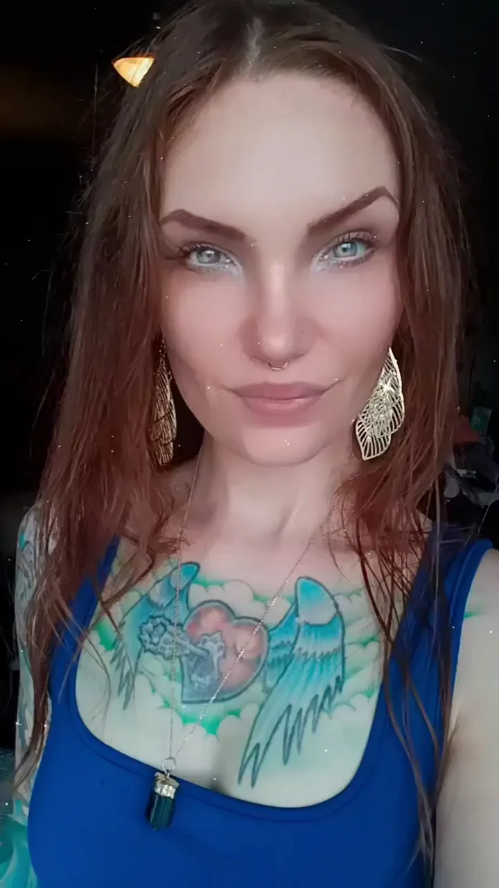Slutty Blue Dress Tease: Inked B-Cup Vixen Flashes Her Curves