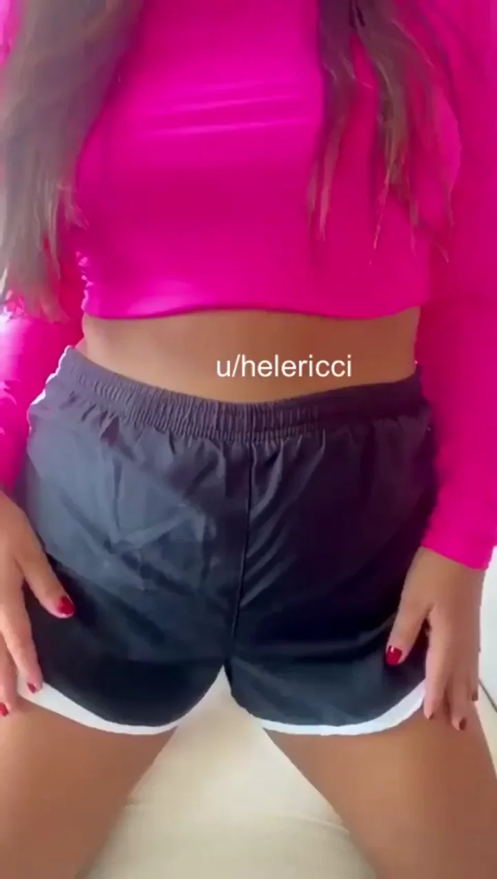 Post-Workout Tease in Tight Pink Top and Shiny Shorts