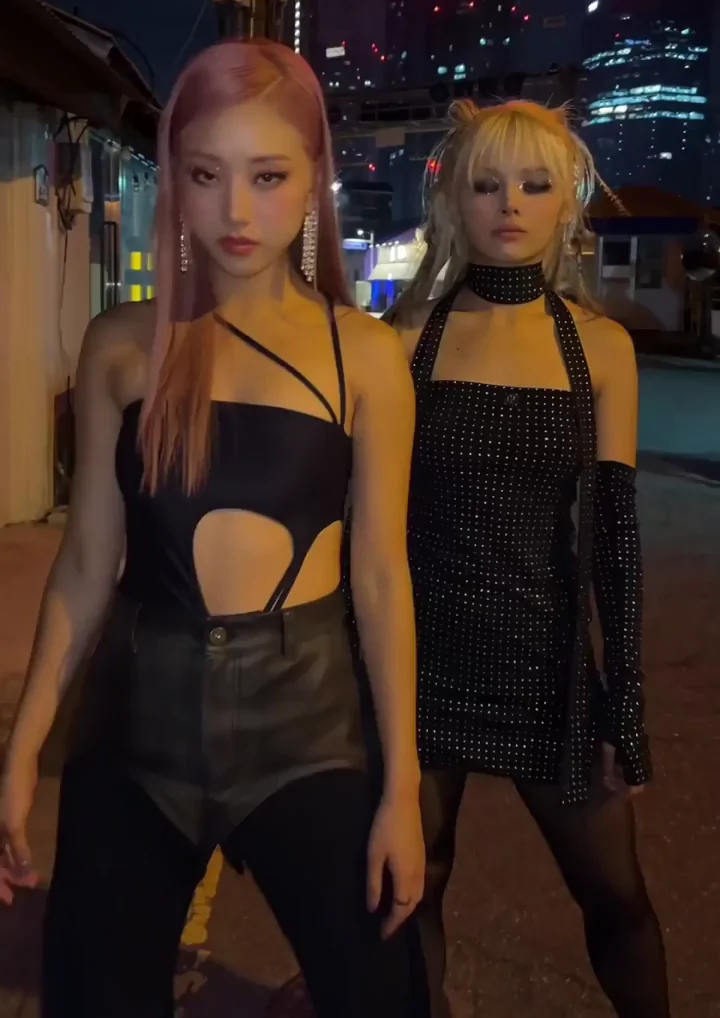 Seungyeon & Sorn's Neon Night Slut-Out: K-Pop Cuties Tease in Trashy Harness Gear