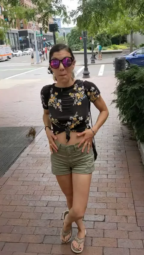 Giving a show to the cars passing by