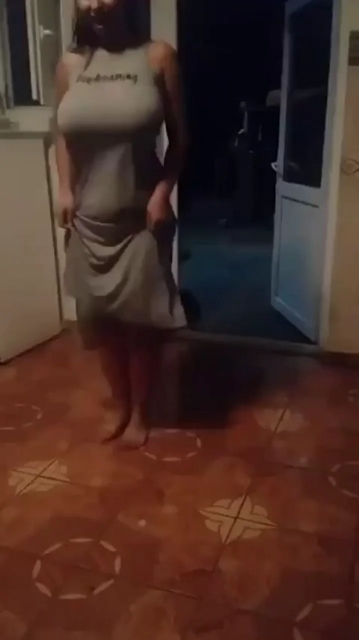 Busty Amateur Slut Gunning Heavy Tits in Tight Dress Tease