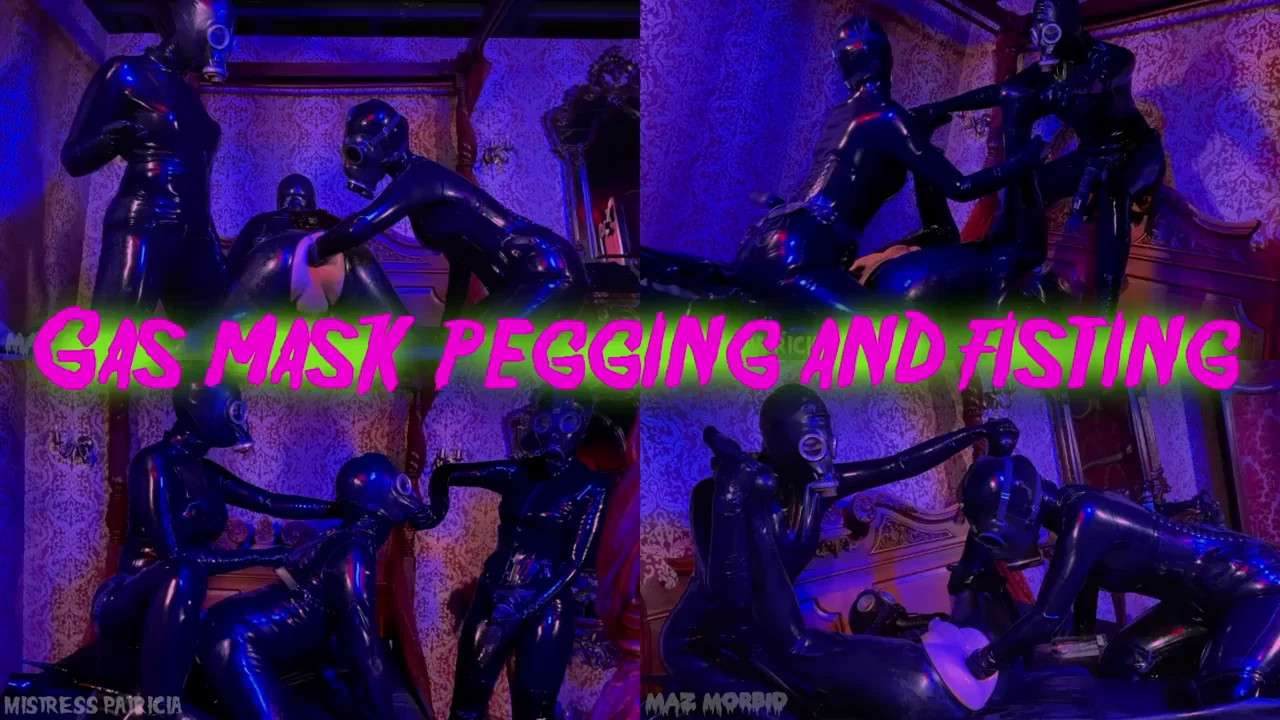 Gas Mask Strap-On Domination: Mistress Patricia Valeska Pounds Maz Morbid's Slutty Ass