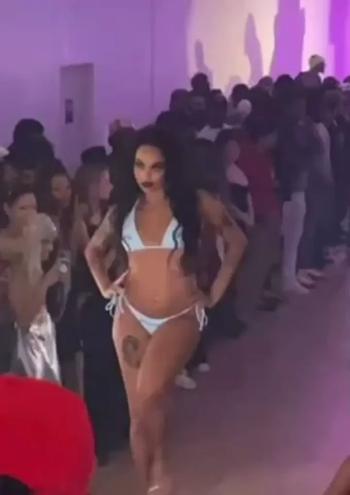 Ebony Bikini Bombshell Struts & Sucks on Homemade Runway