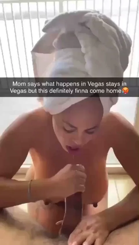 Mom's Vegas Glow-Up: Towel-Wrapped Slut Sucks Son's Thick Cock Homecoming