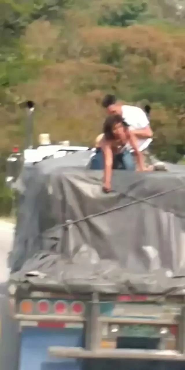 On top of a moving truck
