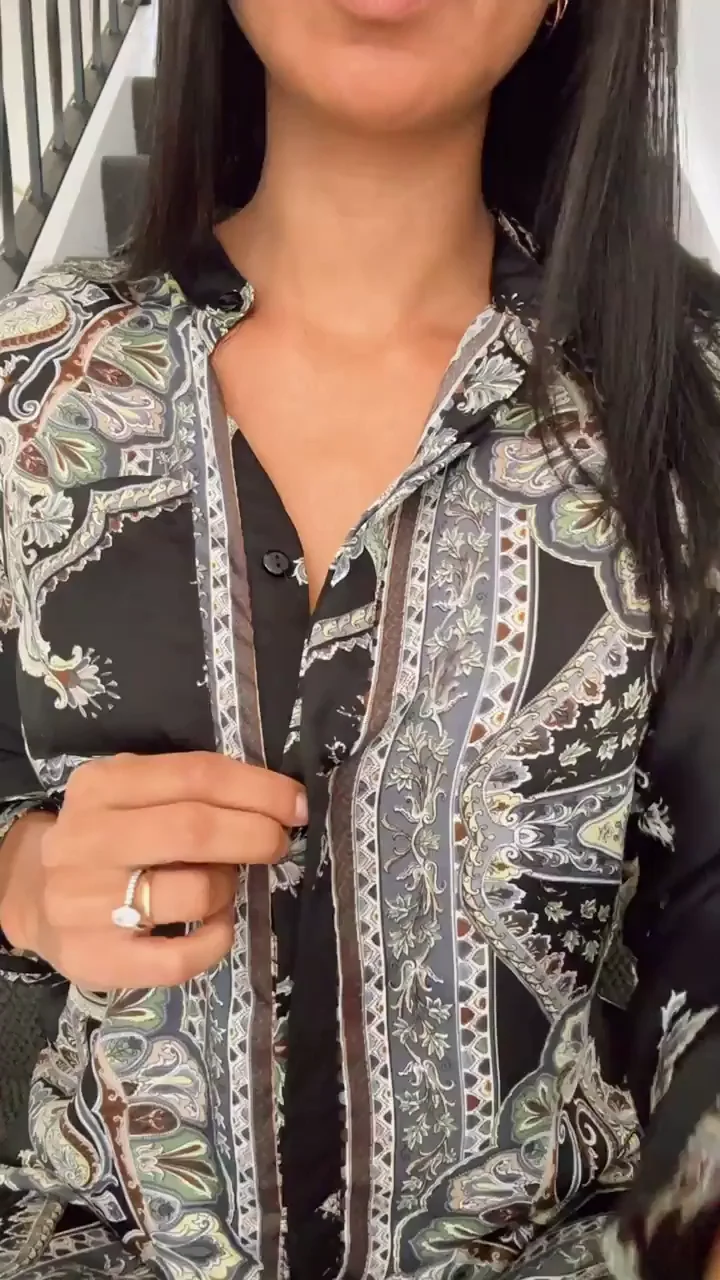 Latina MILF Tease: Unbuttoning to Bare Those Juicy Tits