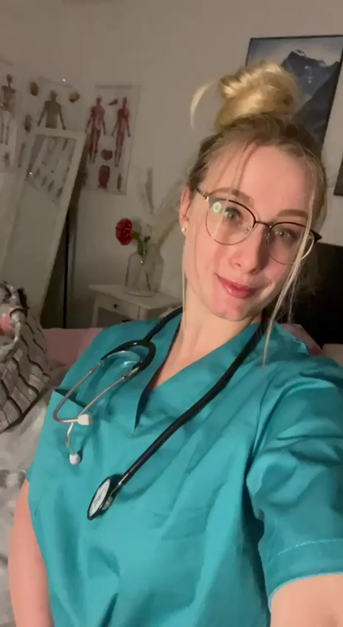 Thick Nurse Tease: Scrubs Hiked for Her Next 'Patient' Cock