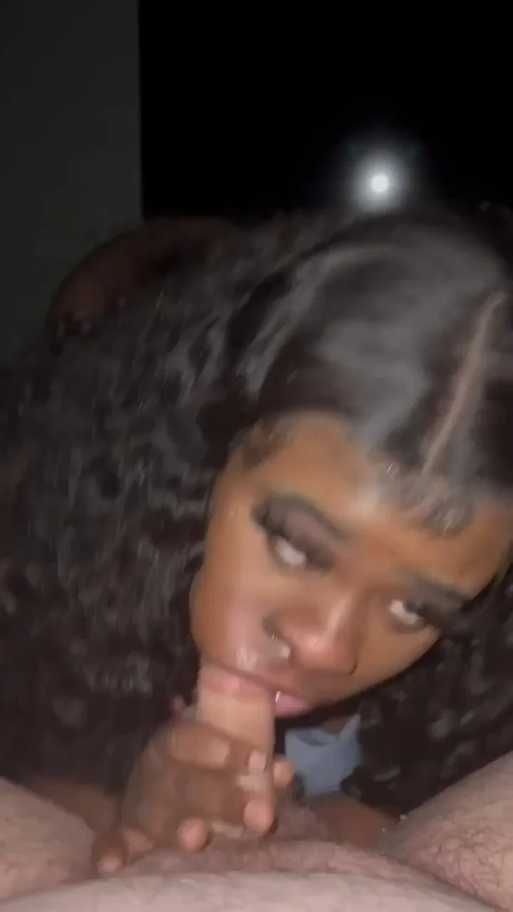 Ebony Babe French Kisses That Massive White Cock
