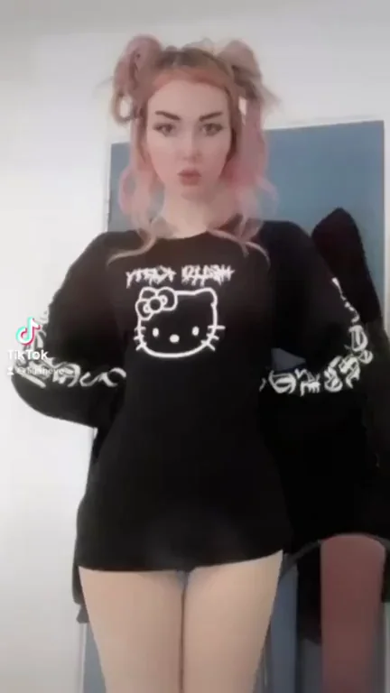 Oop! Pink-Haired Kitty Slut Teases in Oversized Hello Kitty Sweater 😻💦