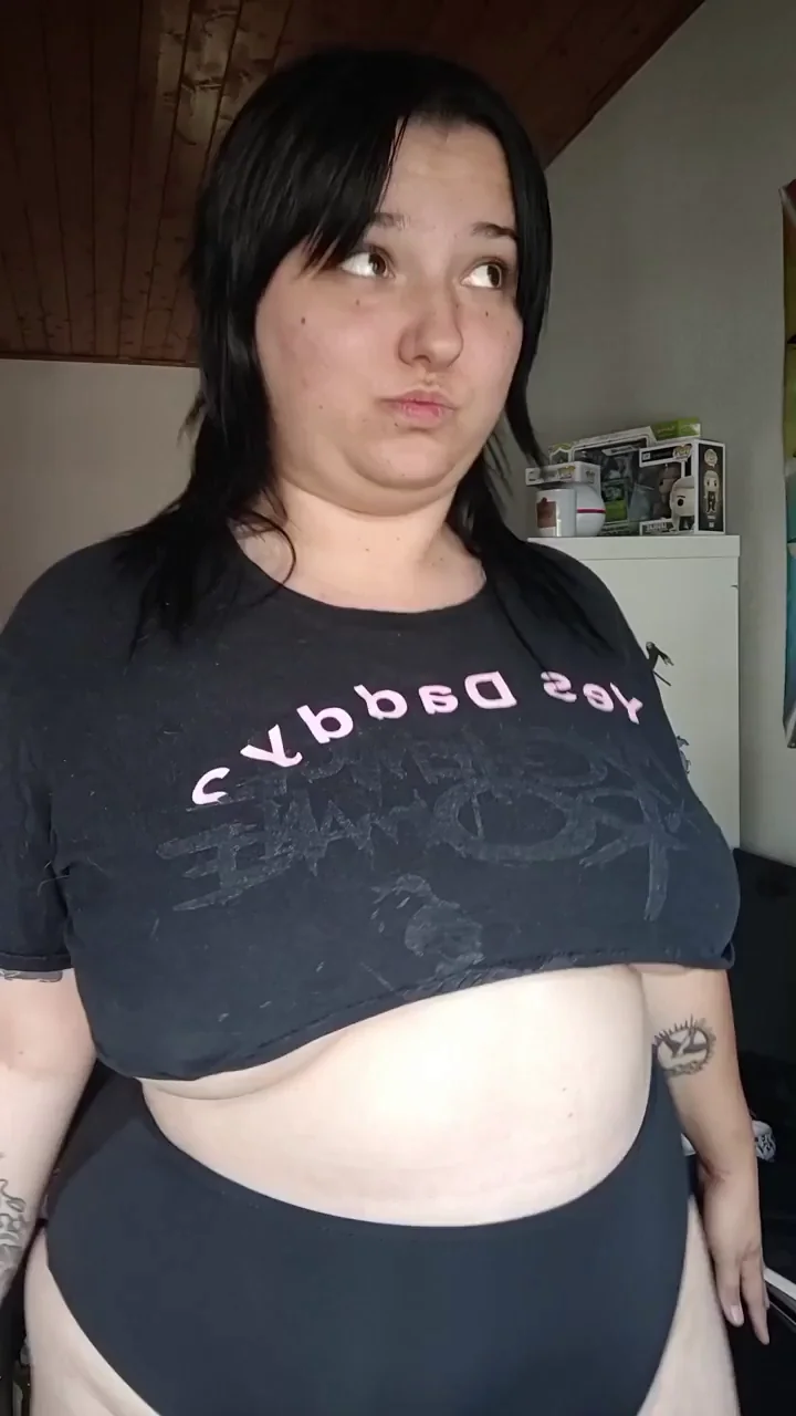 Goth Slut's Cum-Drenched Tee Reveal: What a Mess!