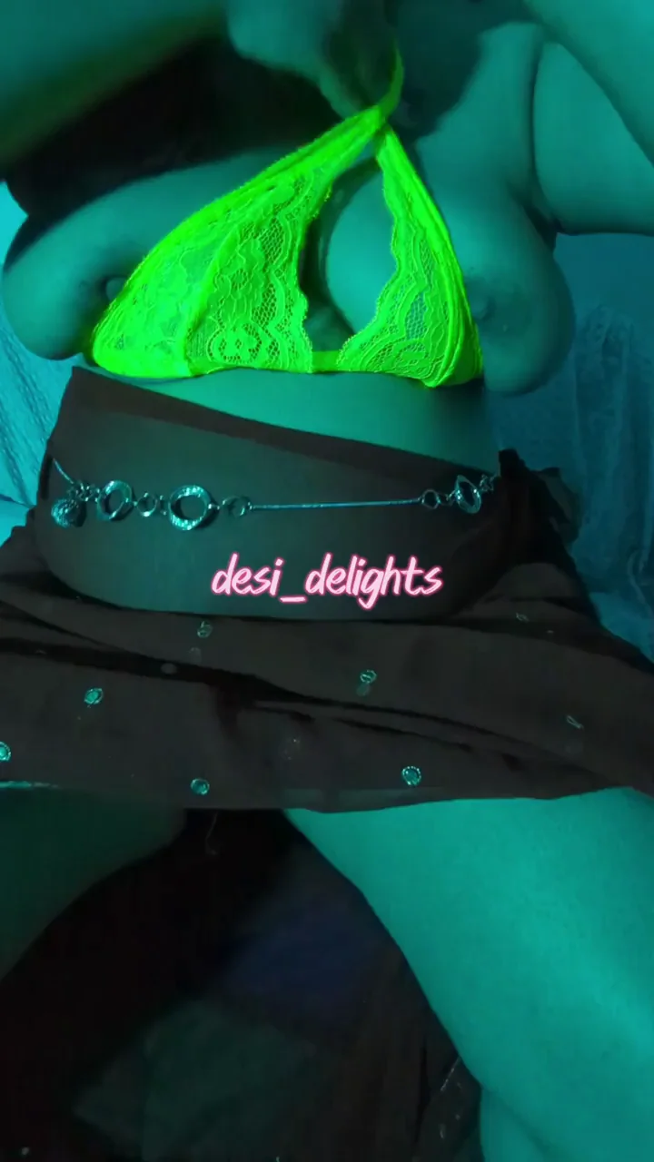 Desi Slut Bursts Out of Neon Lingerie to Beat the Blues