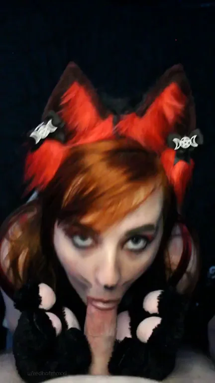 Redhead Catgirl Slut Sucks & Jerks Thick Cock to Gushing Facial Finish