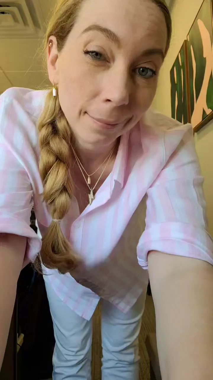 47yo MILF's Pink Stripe Tease & Juicy Pussy Spread 😈👅