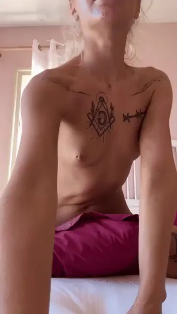 Petite Slut's Tiny Body Splayed on Pillow Tease