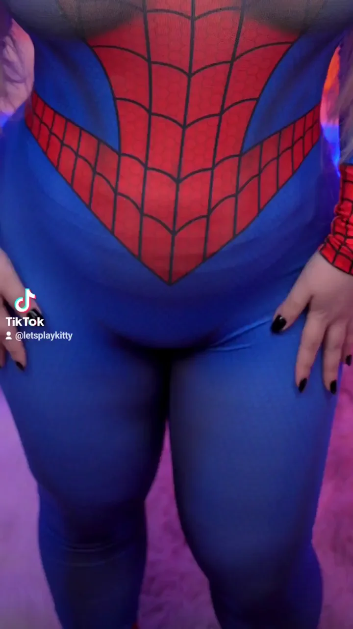 🍑 Thick Spider-Gwen Slut Teasing in Shiny Tight Bodysuit 🕷️🔥
