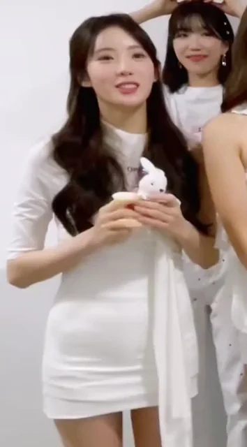WJSN Luda Sucking on Cute Plushie in Tight White Mini Dress