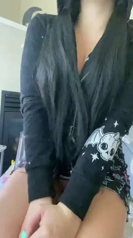 Goth GF Flashes Massive Tits and Teases Shaved Snatch to Get You Rock Hard