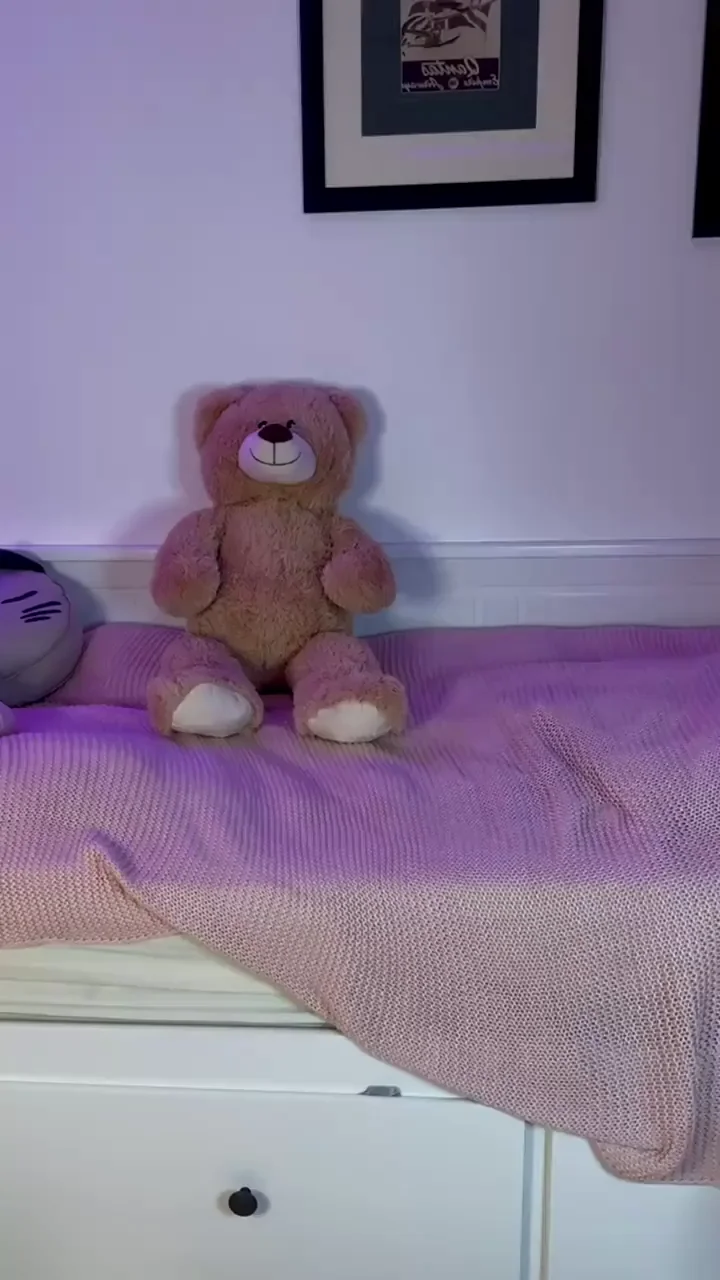 Busty College Slut Teases on Her Teddy Bear Bed 🧸🍒💦