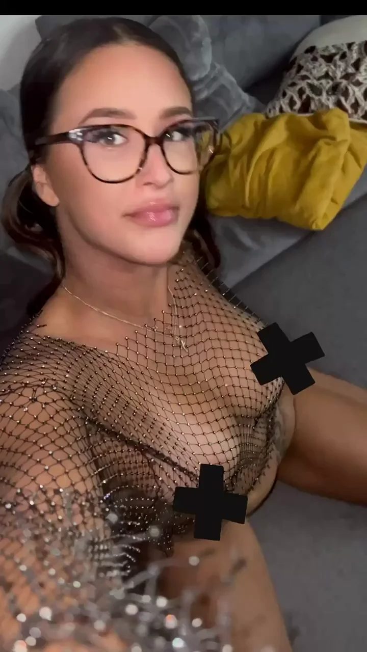Cute Slut in Sheer Fishnet Teasing Her Tits