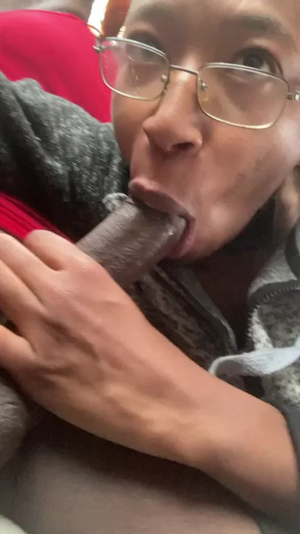 Glasses Chick Devours Thick Black Cock Like a Pro Slut!