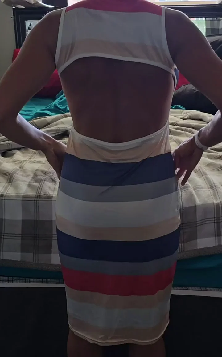 MILF's Perfect Striped Summer Dress Teasing That Massive Booty 🍑🔥