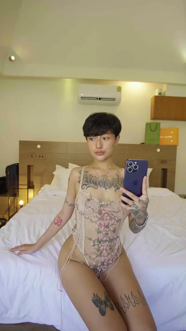 Big Tiddy Asian Goth GF Teasing in Lace Bodysuit