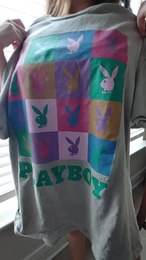 Busty Petite Bunny Slips the Playboy Tee for Instant Tit Tease