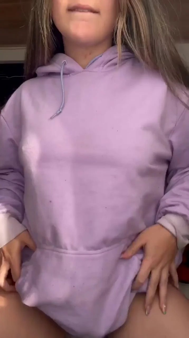 Classroom Slut Rocks Purple Hoodie & Teases Her Dripping College Pussy