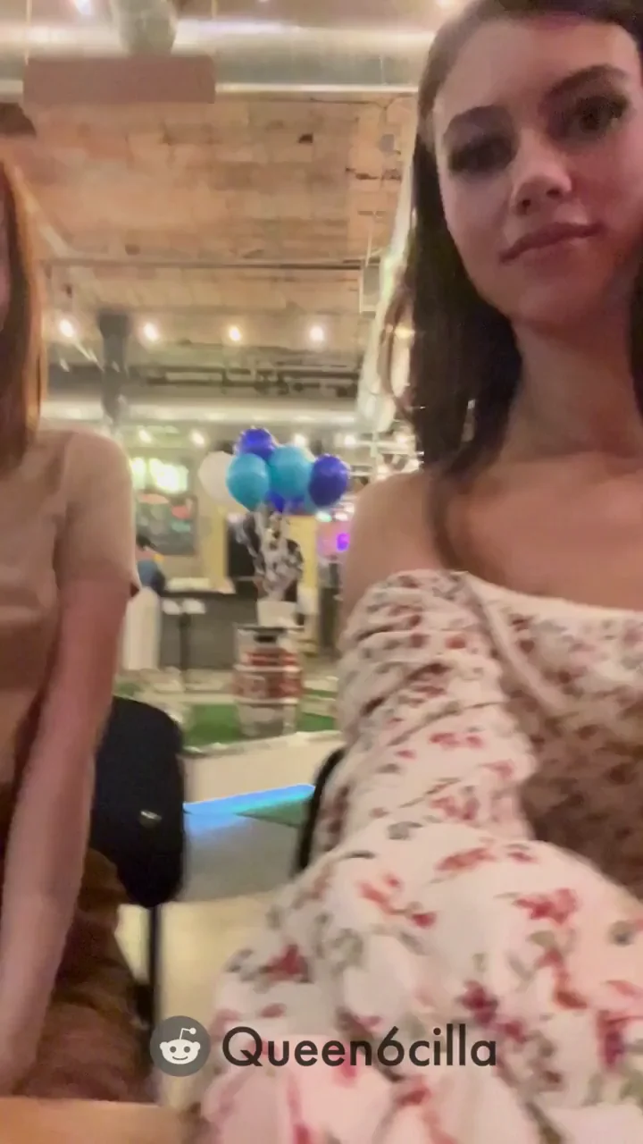 Flashing our little titties at the mini golf bar
