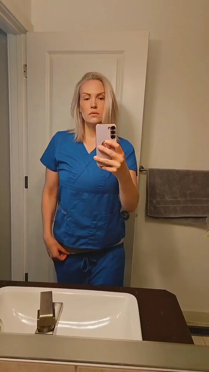 Hot Blonde MILF Nurse Offers to Clean Your Teeth with Her Juicy Scrubs Tease