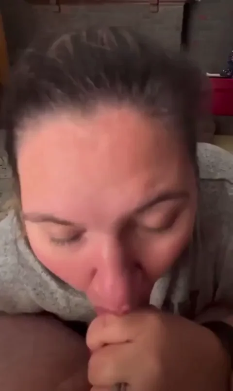 Kneeling Slut Sucks Dick Till He Bursts Cum in Her Mouth! 💦👅