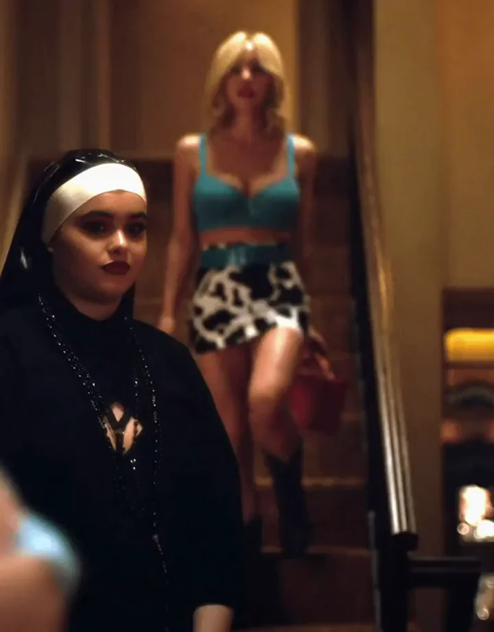 Sydney Sweeney's Slutty Nun Tits Tease Stairway Strut