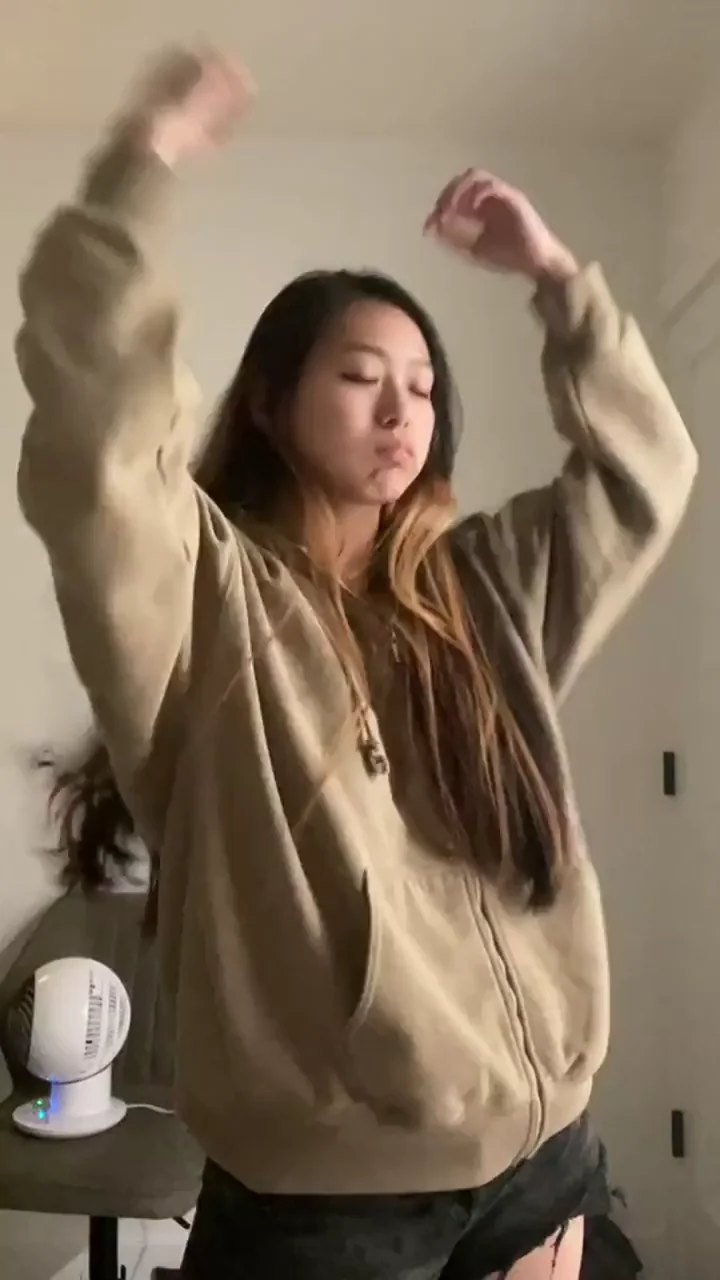 OL46: Busty Asian Teen Tease in Hoodie & Shorts 💦🍑