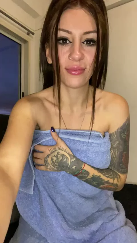 Petite Inked Fuckdoll Teases in Towel