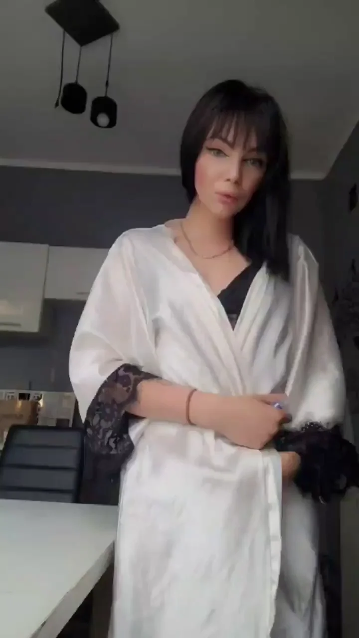 Raven-Haired Vixen Teases Tits in Sheer Robe 😈💋