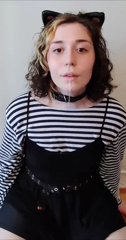 Kitten Slut Purring with Real Ahegao Eyes and Tongue Out