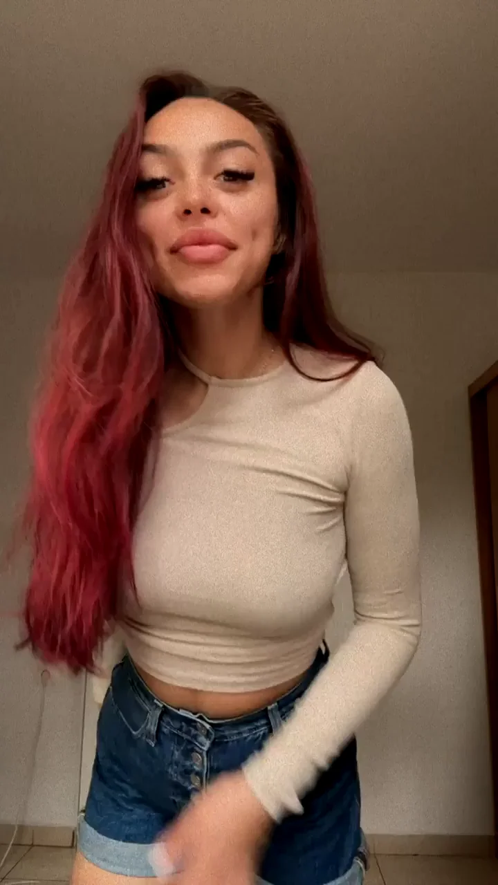 Funsized Redhead Slut Teasing Tits and Ass in Lacy Bra