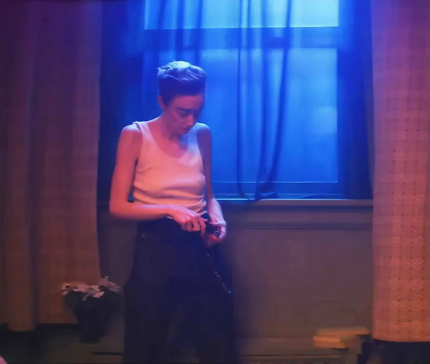 Andrea Riseborough (Mandy, Oblivion) new topless scene in Please Baby Please - zoom, 60FPS