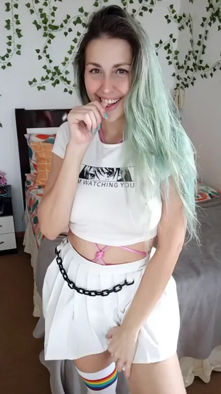 Epic Tease Boob Drop: Mint-Haired Slut's IRL Jiggly Reveal?