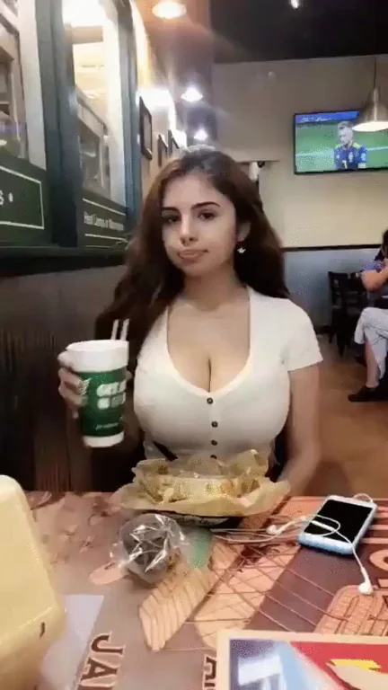 🍟 Naughty Fry Thief Flashes Massive Tits 😍