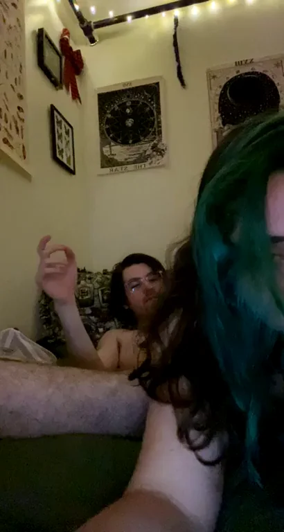 Slutty Green-Haired Babe Struggles to Gulp Monster Cock 🍆💦