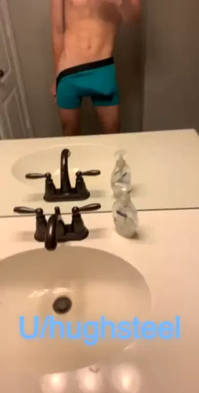Hot Dude Teases His Tight Ass and Cock in Bright Blue Boxers