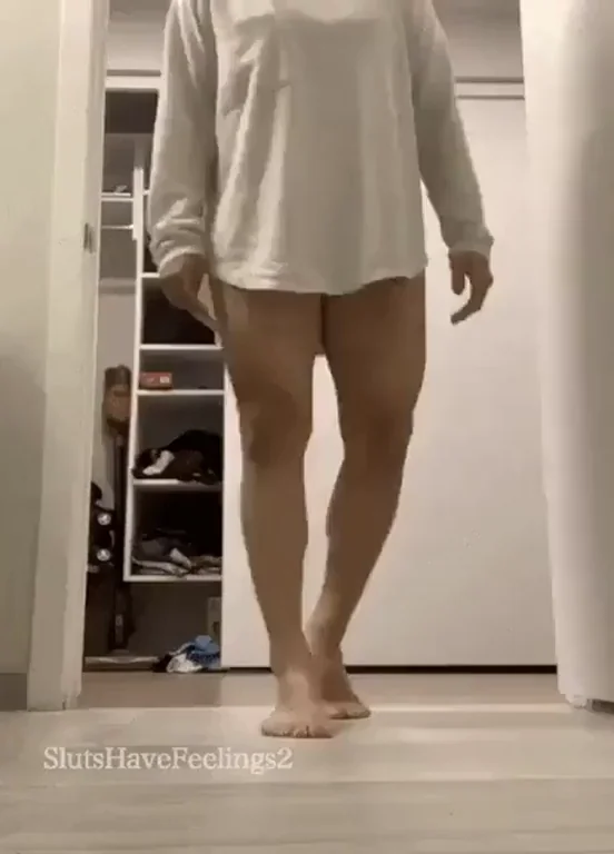 Thick-Thighed Slut Surprises with Dildo Tease in Closet Doorway 😈🍆💦