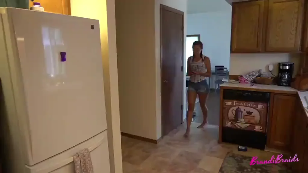 Stepdaughter's Slutty Kitchen Tease: Sucking Toes & Begging for Daddy's Cock!